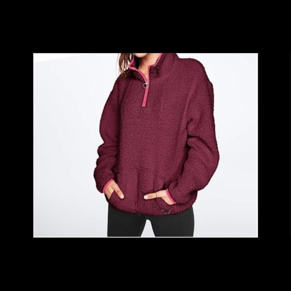 Victoria’s Secret Pink Sherpa jacket Maroon XS